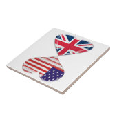 Kissende USA en UK Hearts Flags Art Tegeltje (Zijkant)