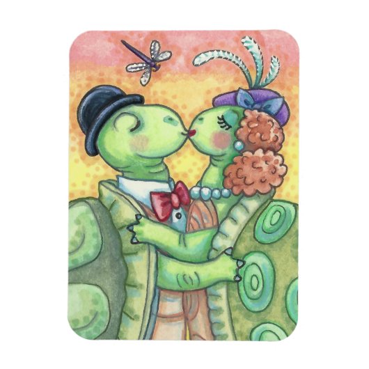 Kissende VALENTIJN MAGNET *Customize Turtles Magneet (Verticaal)
