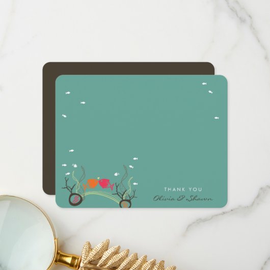 Kissende Zee en koraalvis Ocean Beach Wedding Bedankkaart (Voorkant / Achterkant in situ)