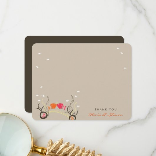 Kissende Zee en koraalvis Ocean Beach Wedding Bedankkaart (Voorkant / Achterkant in situ)