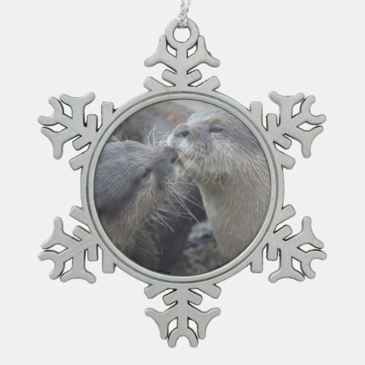 Kisser River Otters Tin Sneeuwvlok Ornament (Voorkant)