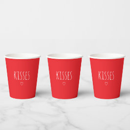 'Kisses' Bold Romantic Red White Valentine's Day Papieren Bekers