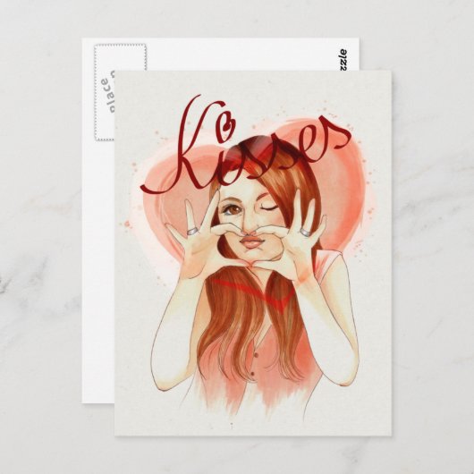 Kisses Briefkaart (Voorkant / Achterkant)