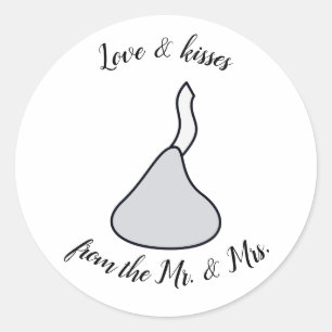 Kisses bruiloft gunst ronde sticker