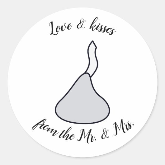 Kisses bruiloft gunst ronde sticker (Voorkant)