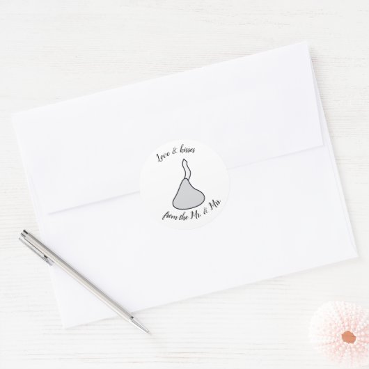Kisses bruiloft gunst ronde sticker (Envelop)
