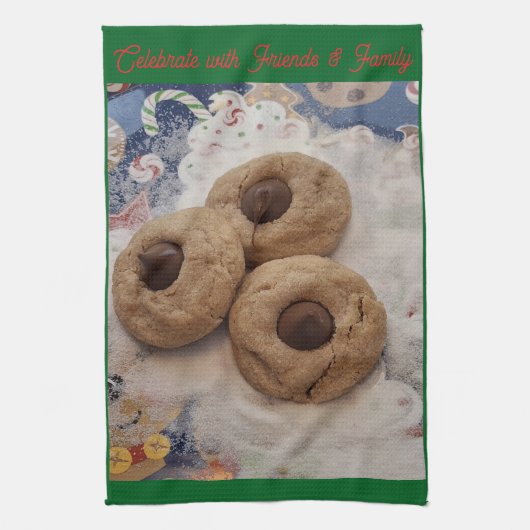 Kisses Cookie Hand Towel on Green Theedoek (Verticaal)