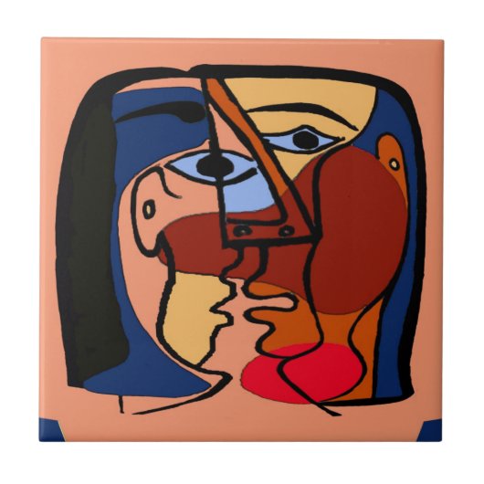 Kisses Cubism Abstract Tegeltje (Voorkant)