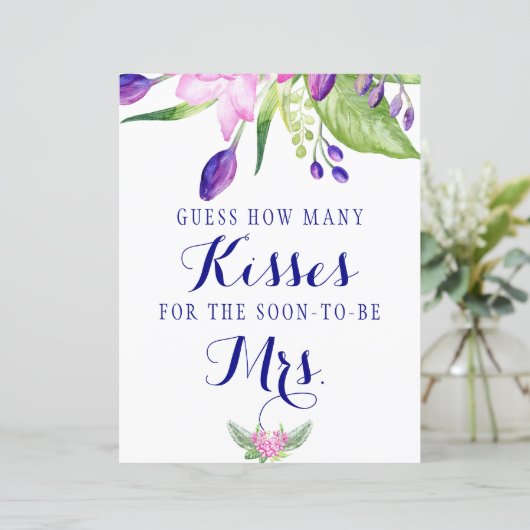 Kisses elegant floral vrijgezellenfeest sign (Staand voorkant)