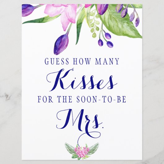 Kisses elegant floral vrijgezellenfeest sign (Voorkant)