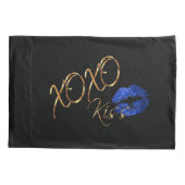 Kisses en Hugs Blue Glitter Lips Kussensloop (Achterkant)