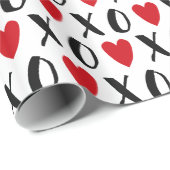 Kisses en hugs met Red Hearts Pattern Cadeaupapier (Rol Hoek)
