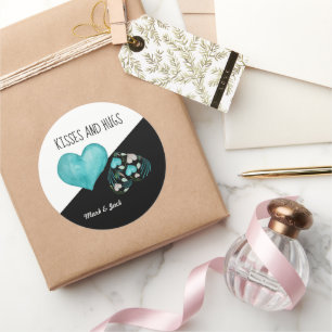 Kisses en Waterverf van hanen Harten handgeschilde Ronde Sticker