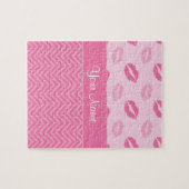Kisses en Zig Zags Roze en wit Legpuzzel (Horizontaal)