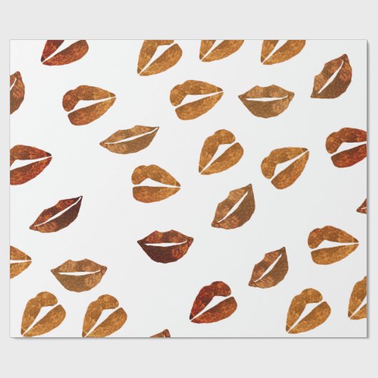 Kisses Gouden Lippen Inpakpapier (Vlak)