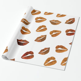 Kisses Gouden Lippen Inpakpapier