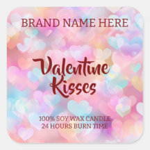 Kisses & Hearts Modern Valentine Candle Labels