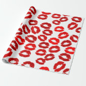 kisses lips lipstick print valentines day pattern cadeaupapier (Uitgerold)
