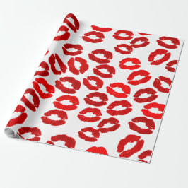 kisses lips lipstick print valentines day pattern cadeaupapier