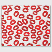 kisses lips lipstick print valentines day pattern cadeaupapier (Vlak)