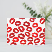 kisses lips lipstick print valentines day pattern kaart (Staand voorkant)
