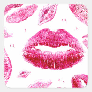 Kisses over alles (wit) vierkante sticker
