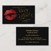 Kisses - Red Glitter en Elegant Gold Visitekaartje (Voorkant / Achterkant)