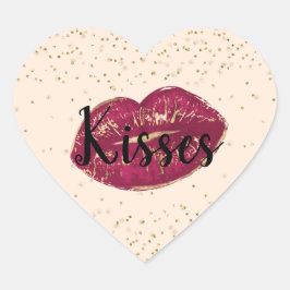 Kisses Rode Gouden Lippen Confetti Sparkle Hart Sticker