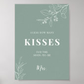 Kisses Sage Green Wedding Sign Poster (Voorkant)