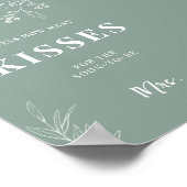 Kisses Sage Green Wedding Sign Poster (Hoek)