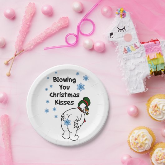 Kisses Snowman die je met Kerstmis blaast Papieren Bordje (Feest)