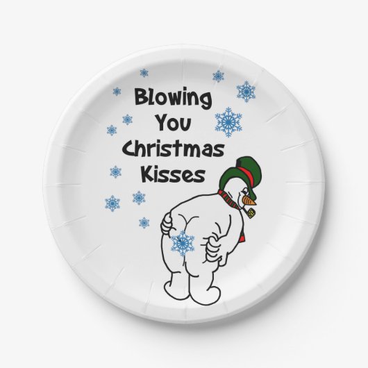 Kisses Snowman die je met Kerstmis blaast Papieren Bordje (Voorkant)