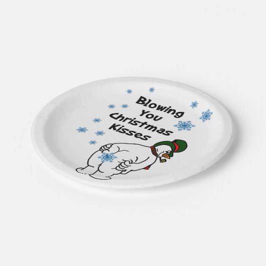 Kisses Snowman die je met Kerstmis blaast Papieren Bordje (Gekanteld)