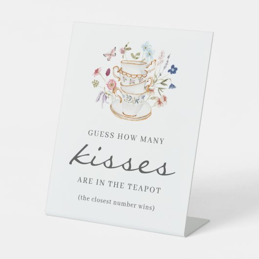 Kisses Tea Party Teken Reclamebord Met Voetstuk (Voorkant)