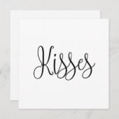 Kisses. Valentijnsdag. Zwart en wit script Feestdagenkaart (Voorkant / Achterkant)