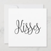 Kisses. Valentijnsdag. Zwart en wit script Feestdagenkaart (Voorkant)