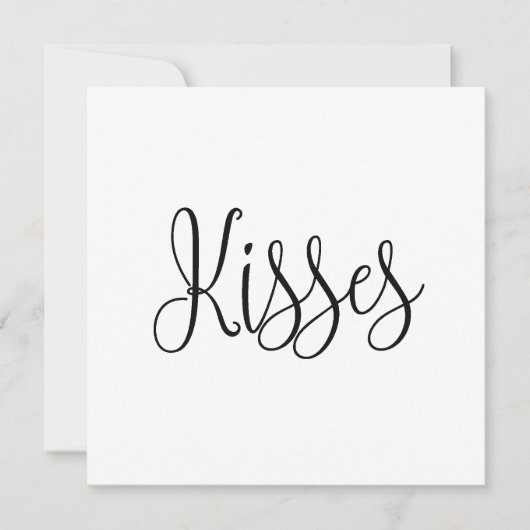 Kisses. Valentijnsdag. Zwart en wit script Feestdagenkaart (Voorkant)