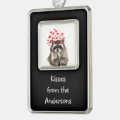 Kisses van Custom Name Fun Raccoon Animal art Verzilverd Omlijst Ornament (Links)