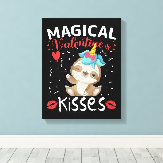Kisses van Magical Valentijnse's Canvas Afdruk (Insitu (Houten vloer))