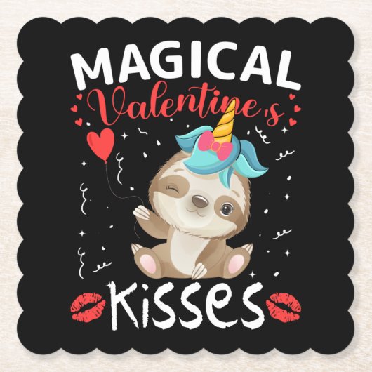 Kisses van Magical Valentijnse's Kartonnen Onderzetters (Voorkant)