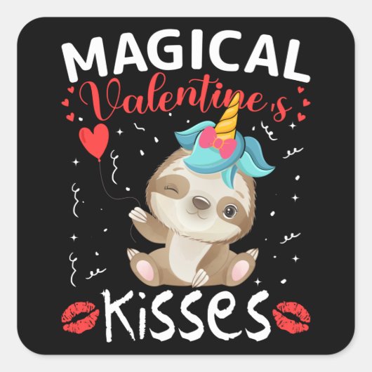Kisses van Magical Valentijnse's Vierkante Sticker (Voorkant)