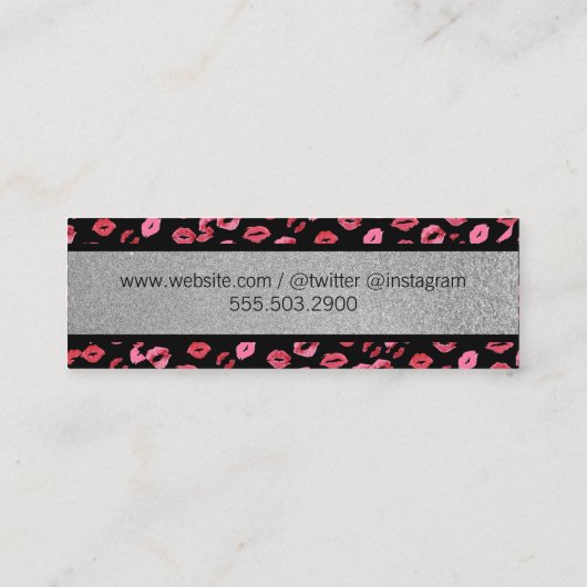 Kisses / Visagist / Zilver Glitter Mini Visitekaartje (Achterkant)