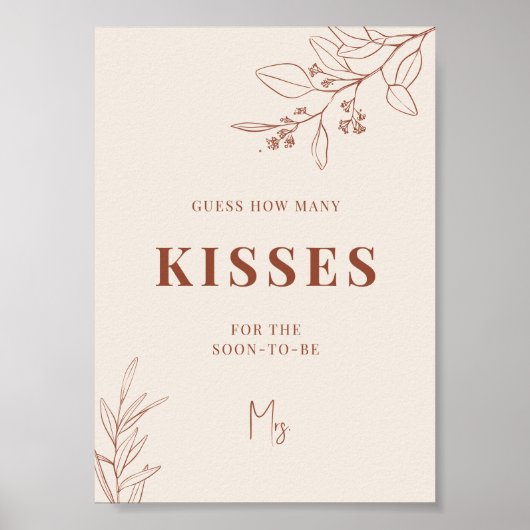 Kisses Wedding Sign Poster (Voorkant)