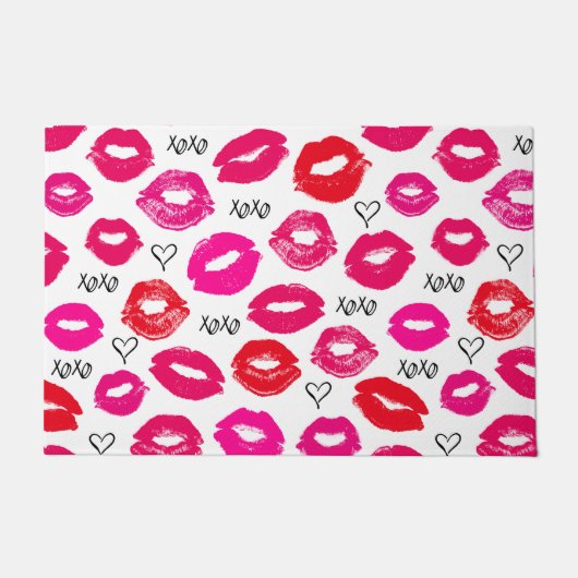 Kisses XOXO Red en Roze Deurmat (Voorkant)
