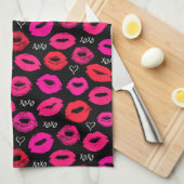 Kisses XOXO Red en Roze keukenhanddoek (Quarter Fold)