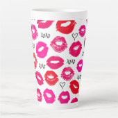 Kisses XOXO Red en Roze Latte Mok (Voorkant)