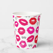 Kisses XOXO Red en Roze Papieren Bekers (Achterkant)