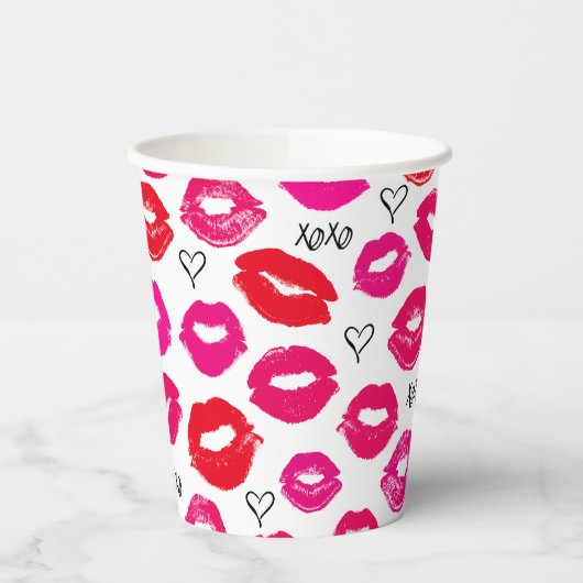 Kisses XOXO Red en Roze Papieren Bekers (Links)
