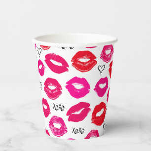 Kisses XOXO Red en Roze Papieren Bekers
