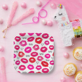 Kisses XOXO Red en Roze Papieren Bordje (Feest)